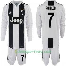 Koszulka Juventus Ronaldo 7 Dziecięcy Domowe Koszulki Piłkarskie 2018-2019 Długi Rękaw